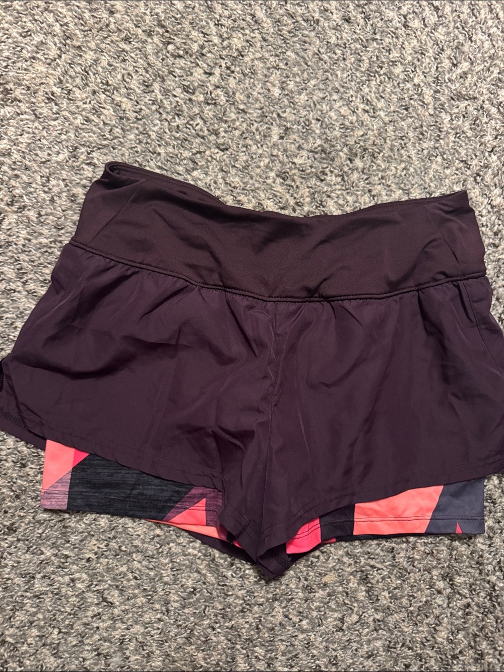 Champion Two-Layer Plum Athletic Shorts with Pink Accent